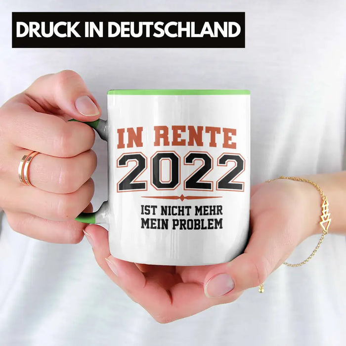 Renter 2022 Tasse Ruhestand Geschenk Rente für Mann Frau Lustig Renteneintritt Abschied Rentnerin Spruch Grün Trendation