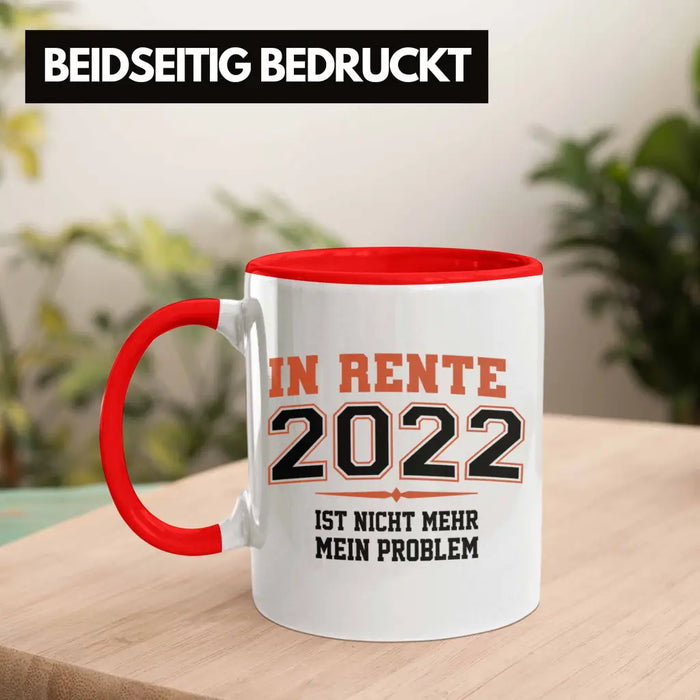Renter 2022 Tasse Ruhestand Geschenk Rente für Mann Frau Lustig Renteneintritt Abschied Rentnerin Spruch Rot Trendation