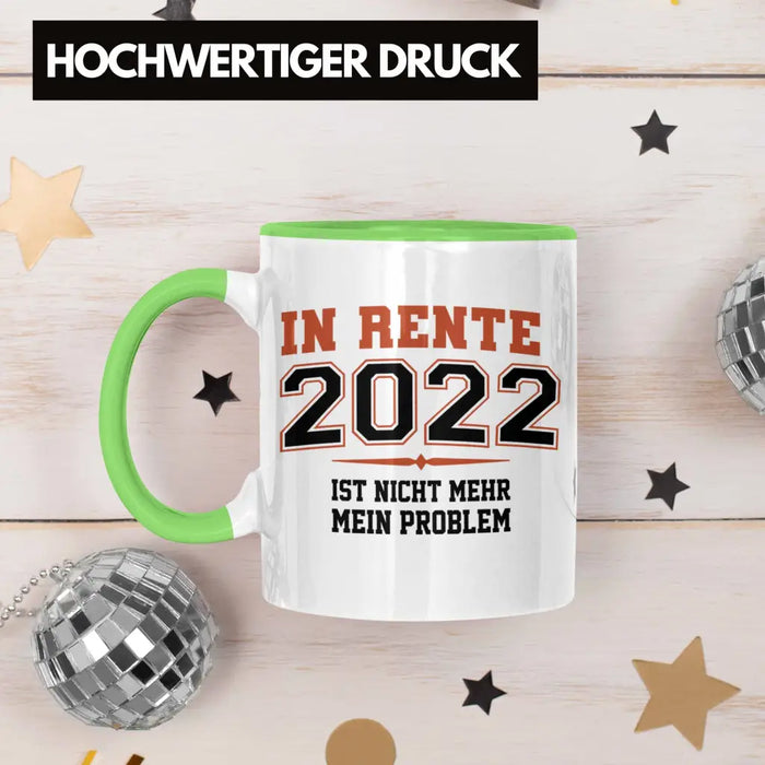 Renter 2022 Tasse Ruhestand Geschenk Rente für Mann Frau Lustig Renteneintritt Abschied Rentnerin Spruch Grün Trendation