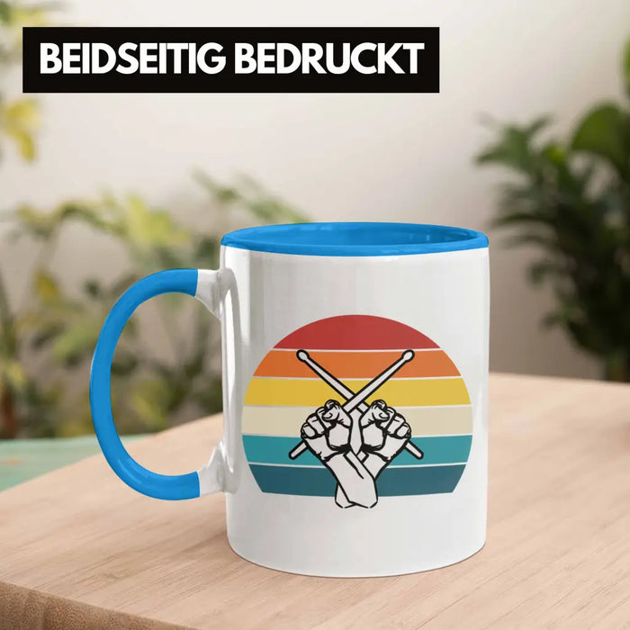 Retro Schlagzeug-Spieler Geschenk Tasse Grafik für Schlagzeuger Blau Trendation