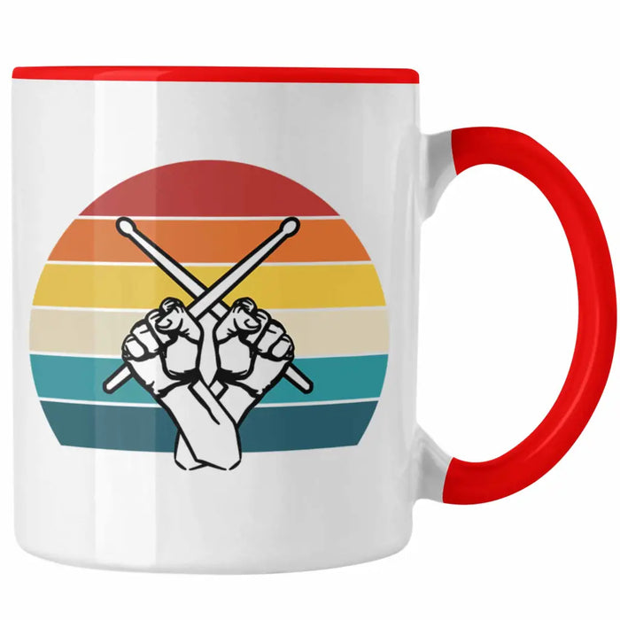 Retro Schlagzeug-Spieler Geschenk Tasse Grafik für Schlagzeuger Rot Trendation