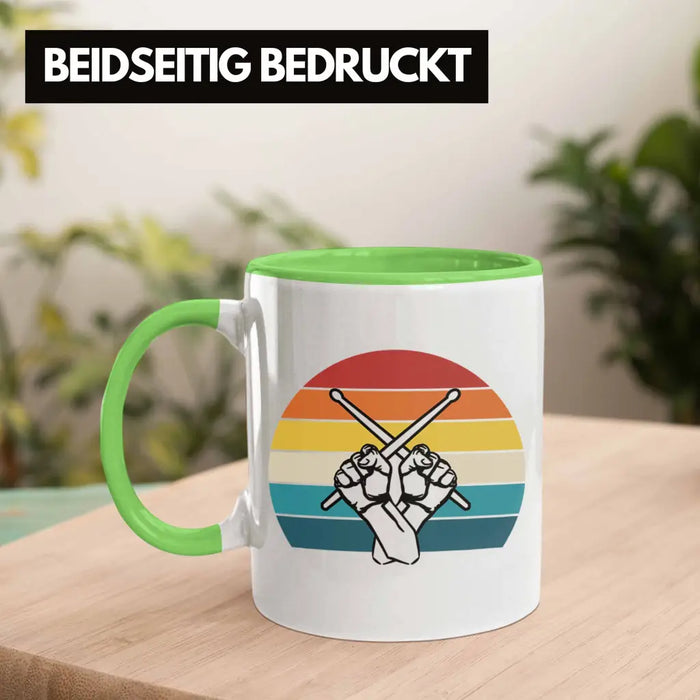 Retro Schlagzeug-Spieler Geschenk Tasse Grafik für Schlagzeuger Grün Trendation