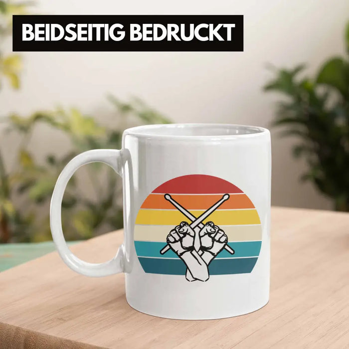 Retro Schlagzeug-Spieler Geschenk Tasse Grafik für Schlagzeuger Weiß Trendation