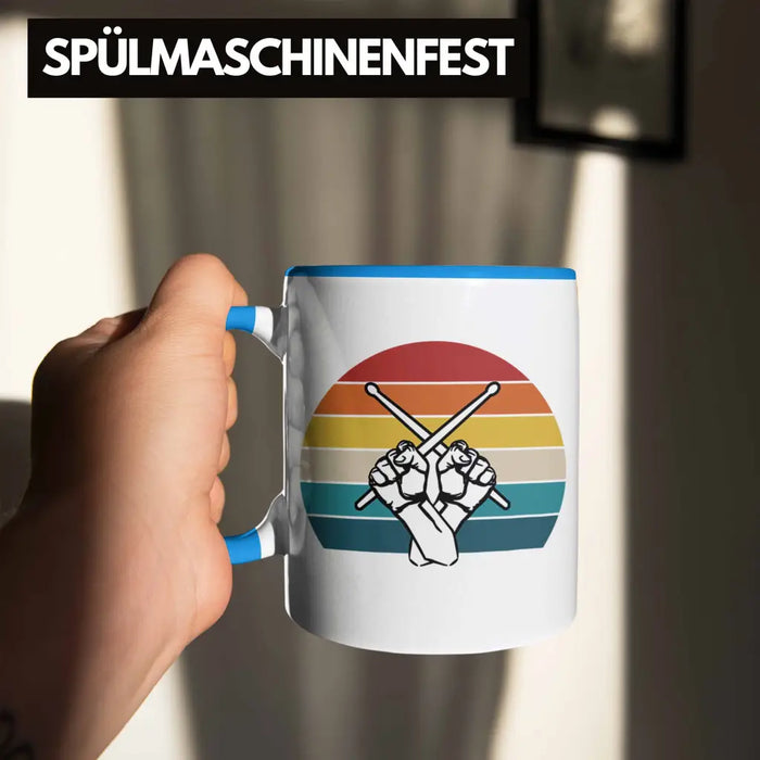 Retro Schlagzeug-Spieler Geschenk Tasse Grafik für Schlagzeuger Blau Trendation