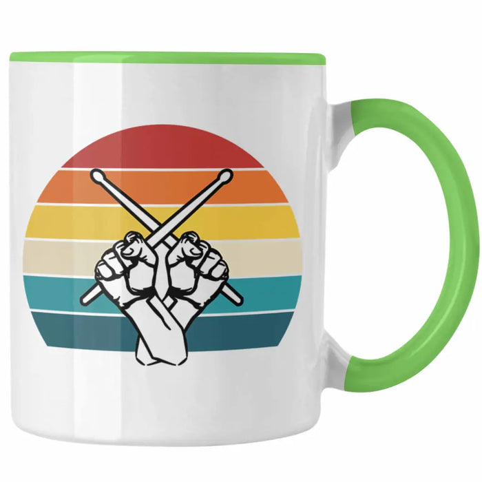Retro Schlagzeug-Spieler Geschenk Tasse Grafik für Schlagzeuger Grün Trendation