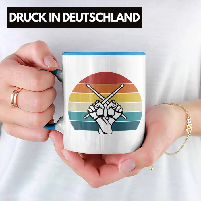 Retro Schlagzeug-Spieler Geschenk Tasse Grafik für Schlagzeuger Blau Trendation