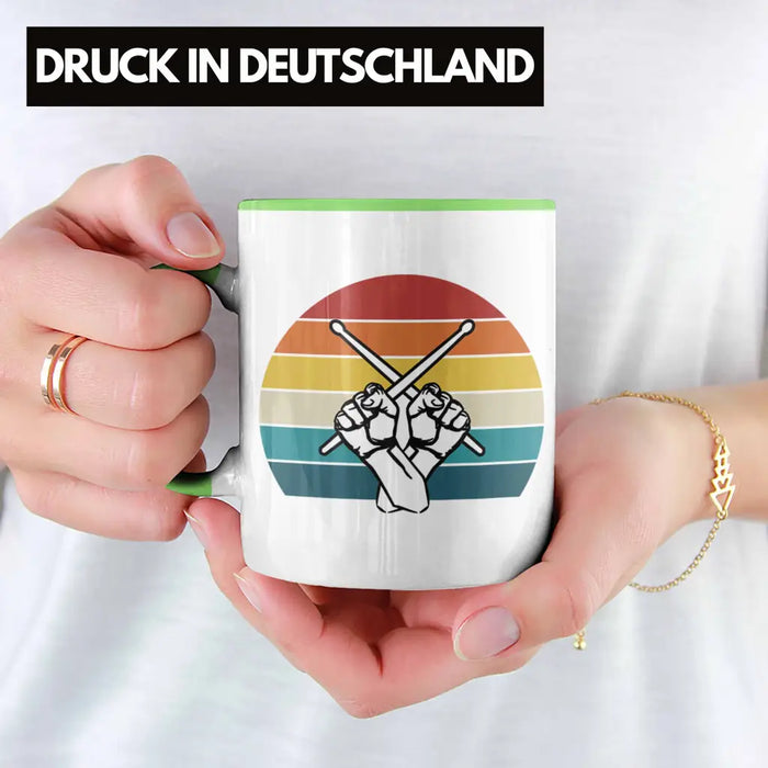 Retro Schlagzeug-Spieler Geschenk Tasse Grafik für Schlagzeuger Grün Trendation
