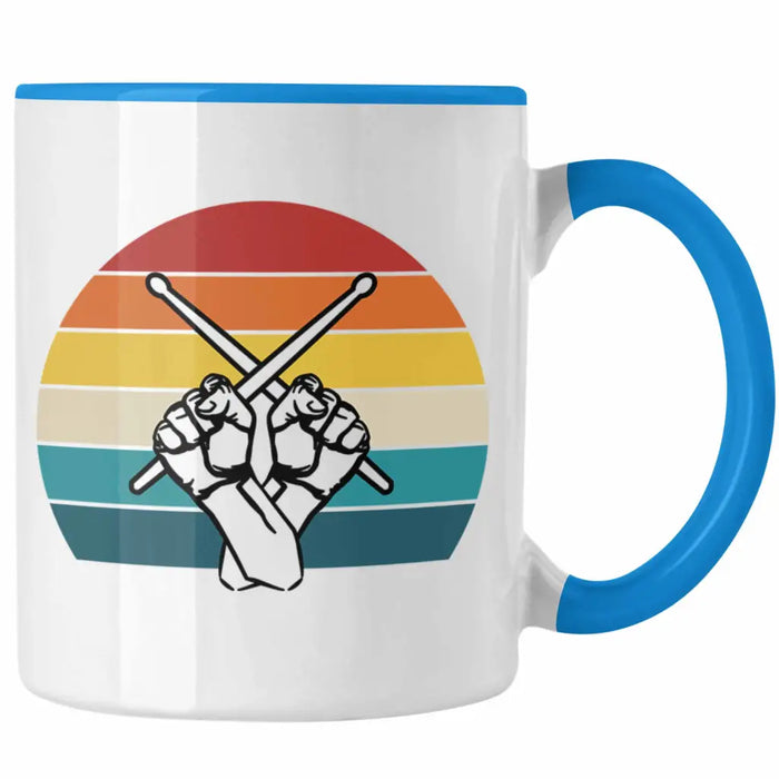 Retro Schlagzeug-Spieler Geschenk Tasse Grafik für Schlagzeuger Blau Trendation
