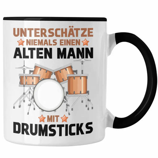 Schlagzeug-Spieler Tasse Geschenk Männer Kinder Geschenkidee Geburtstag Weihnachten Unterschätze Niemals Einen Alten Mann Trendation