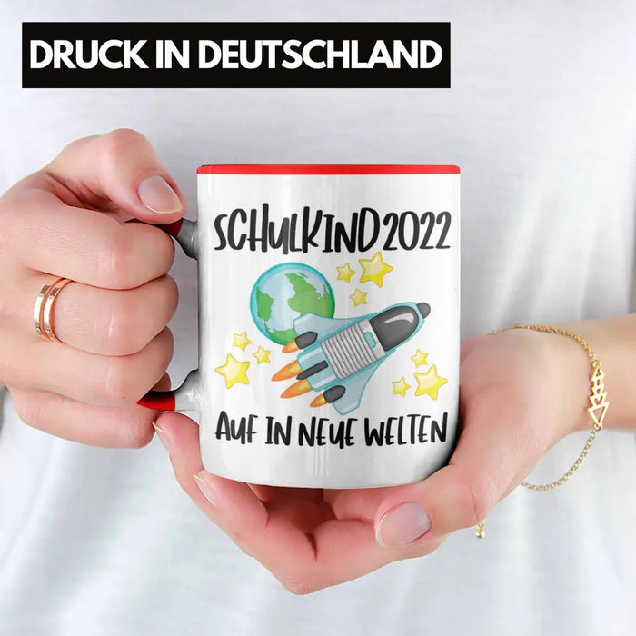 Schulkind 2022 Einschulung Mädchen Junge Geschenk Schultüte Tasse Schulstart 1 Schultag Schuleinführung Schulanfang Geschenkidee Lustig Rot Trendation