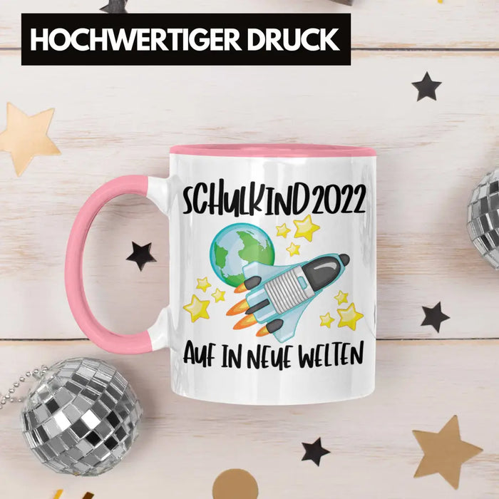 Schulkind 2022 Einschulung Mädchen Junge Geschenk Schultüte Tasse Schulstart 1 Schultag Schuleinführung Schulanfang Geschenkidee Lustig Rosa Trendation