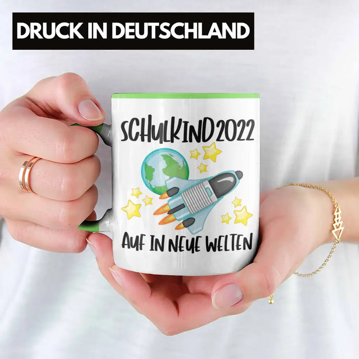 Schulkind 2022 Einschulung Mädchen Junge Geschenk Schultüte Tasse Schulstart 1 Schultag Schuleinführung Schulanfang Geschenkidee Lustig Grün Trendation