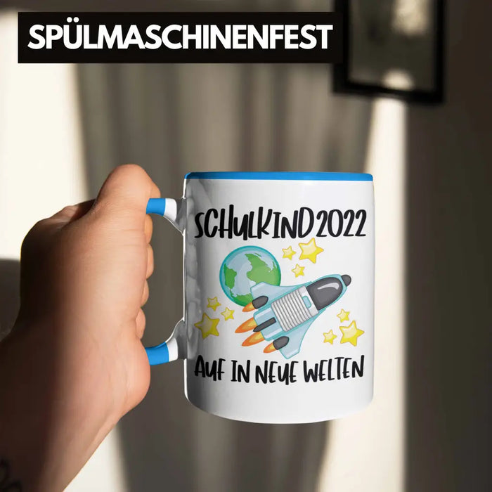 Schulkind 2022 Einschulung Mädchen Junge Geschenk Schultüte Tasse Schulstart 1 Schultag Schuleinführung Schulanfang Geschenkidee Lustig Blau Trendation