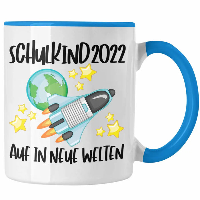 Schulkind 2022 Einschulung Mädchen Junge Geschenk Schultüte Tasse Schulstart 1 Schultag Schuleinführung Schulanfang Geschenkidee Lustig Blau Trendation