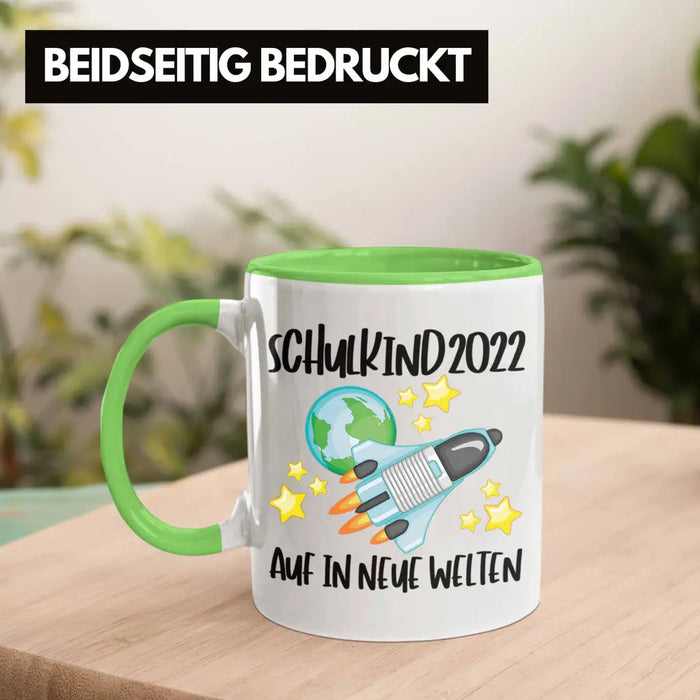 Schulkind 2022 Einschulung Mädchen Junge Geschenk Schultüte Tasse Schulstart 1 Schultag Schuleinführung Schulanfang Geschenkidee Lustig Grün Trendation