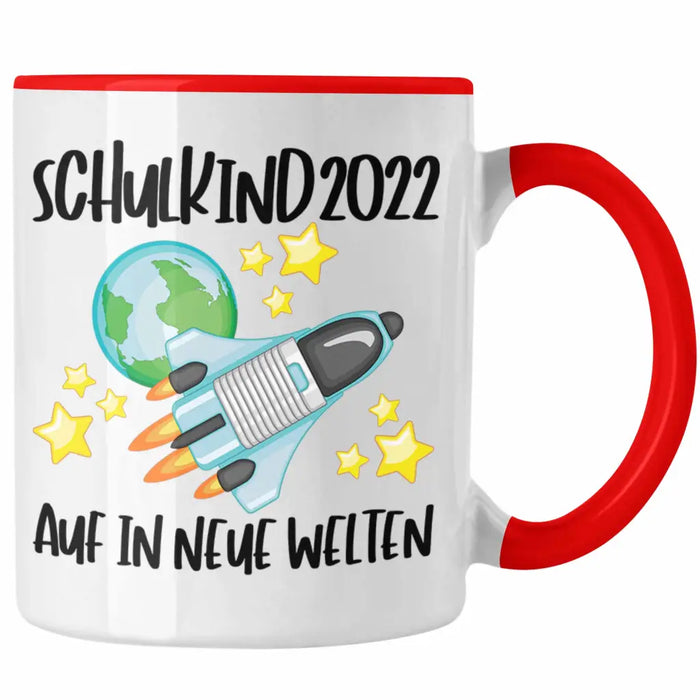 Schulkind 2022 Einschulung Mädchen Junge Geschenk Schultüte Tasse Schulstart 1 Schultag Schuleinführung Schulanfang Geschenkidee Lustig Rot Trendation