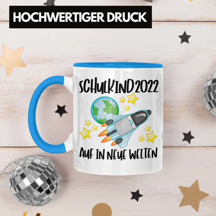 Schulkind 2022 Einschulung Mädchen Junge Geschenk Schultüte Tasse Schulstart 1 Schultag Schuleinführung Schulanfang Geschenkidee Lustig Blau Trendation