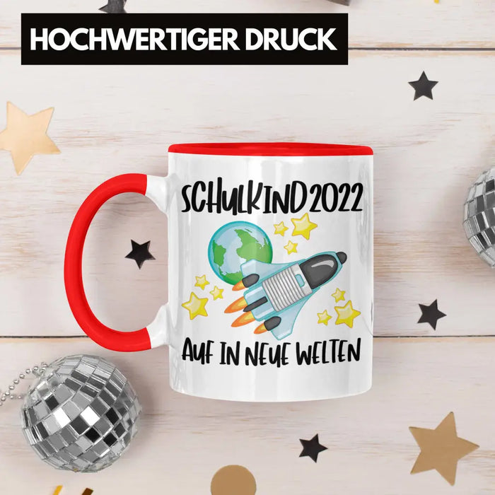 Schulkind 2022 Einschulung Mädchen Junge Geschenk Schultüte Tasse Schulstart 1 Schultag Schuleinführung Schulanfang Geschenkidee Lustig Rot Trendation