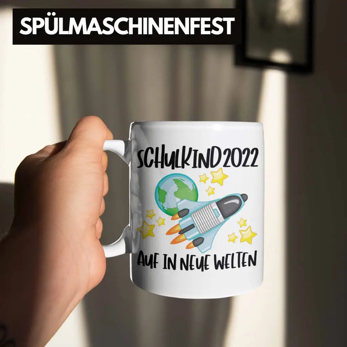 Schulkind 2022 Einschulung Mädchen Junge Geschenk Schultüte Tasse Schulstart 1 Schultag Schuleinführung Schulanfang Geschenkidee Lustig Weiß Trendation