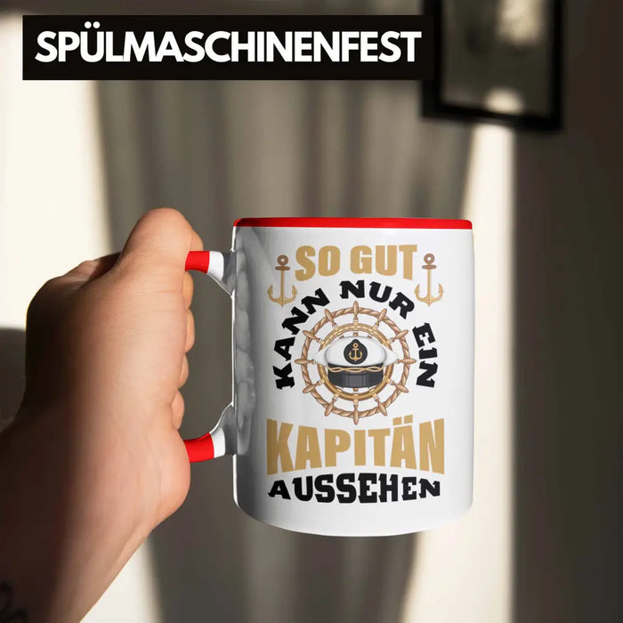 Segeln Geschenk Tasse Segler Geschenkidee Segelboot Kapitän Kaffeetasse Kaffeebecher So Gut Kann Nur Ein Kapitän Aussehen Rot Trendation