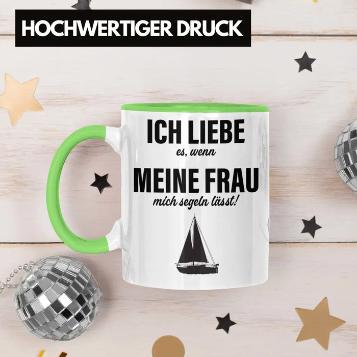 Segeln Geschenk Tasse Segler Geschenkidee Segelmboot Kapitän Kaffeetasse Kaffeebecher Grün Trendation