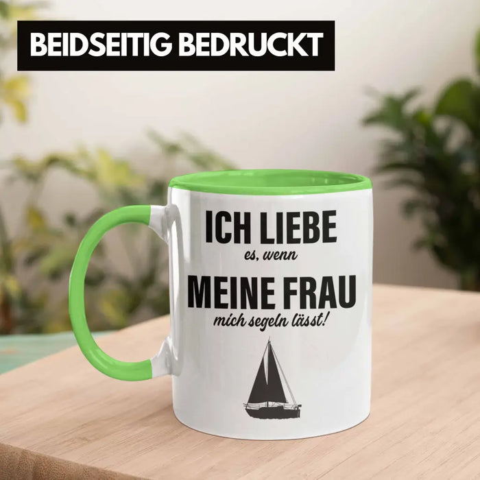 Segeln Geschenk Tasse Segler Geschenkidee Segelmboot Kapitän Kaffeetasse Kaffeebecher Grün Trendation