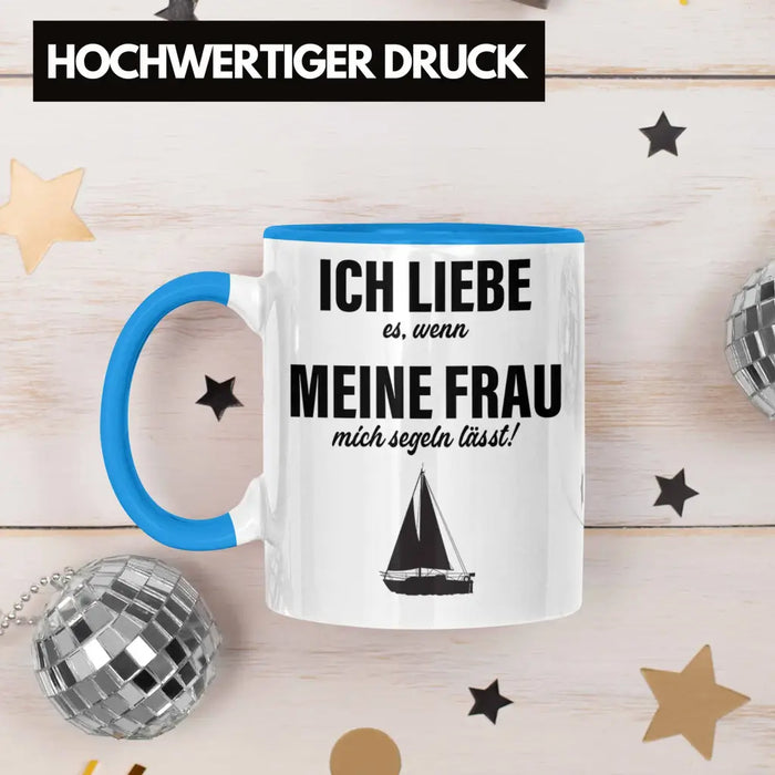 Segeln Geschenk Tasse Segler Geschenkidee Segelmboot Kapitän Kaffeetasse Kaffeebecher Blau Trendation