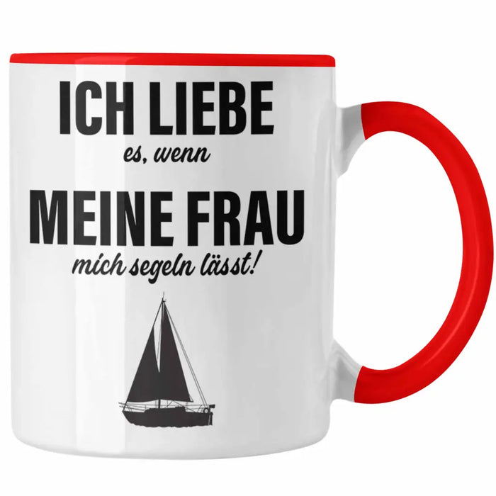 Segeln Geschenk Tasse Segler Geschenkidee Segelmboot Kapitän Kaffeetasse Kaffeebecher Rot Trendation