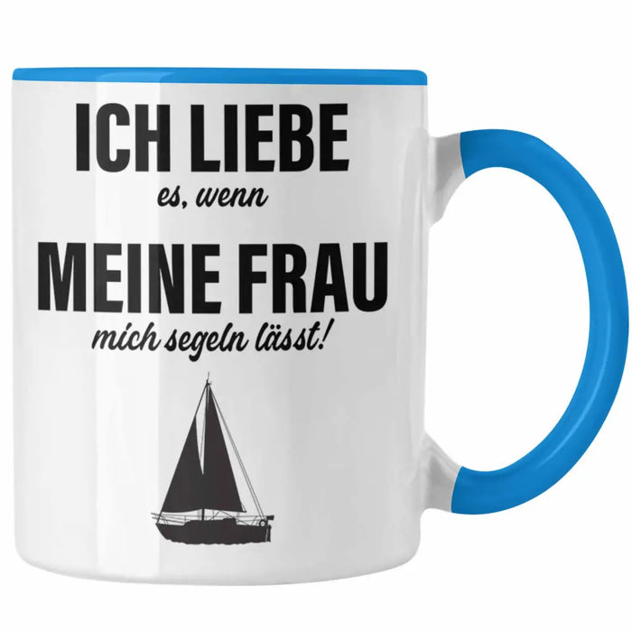 Segeln Geschenk Tasse Segler Geschenkidee Segelmboot Kapitän Kaffeetasse Kaffeebecher Blau Trendation