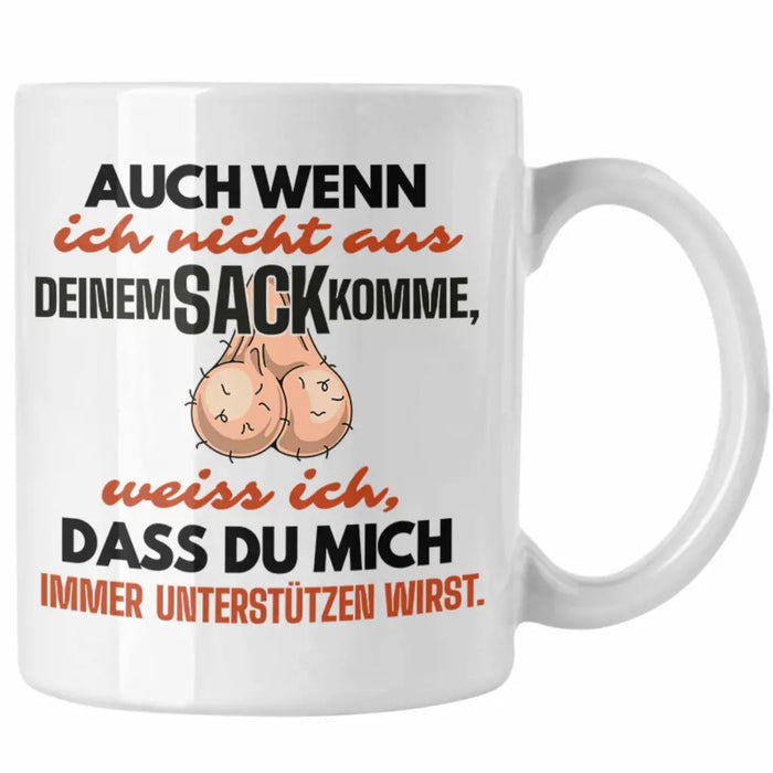 Stiefvater Geschenk Tasse Vatertag Lustiger Spruch Auch Wenn Ich Nicht Aus Deinem Sack Komme Geschenkidee Stiefpapa Weiß Trendation