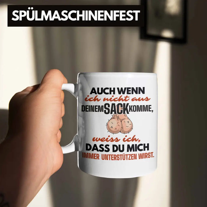 Stiefvater Geschenk Tasse Vatertag Lustiger Spruch Auch Wenn Ich Nicht Aus Deinem Sack Komme Geschenkidee Stiefpapa Weiß Trendation