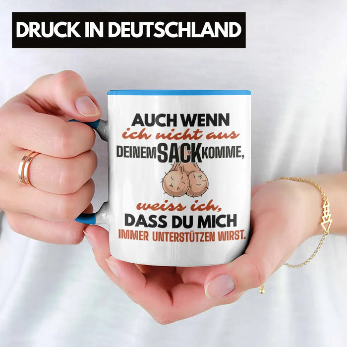 Stiefvater Geschenk Tasse Vatertag Lustiger Spruch Auch Wenn Ich Nicht Aus Deinem Sack Komme Geschenkidee Stiefpapa Blau Trendation