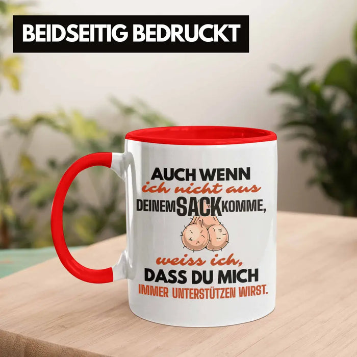 Stiefvater Geschenk Tasse Vatertag Lustiger Spruch Auch Wenn Ich Nicht Aus Deinem Sack Komme Geschenkidee Stiefpapa Rot Trendation