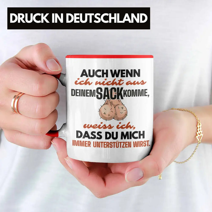 Stiefvater Geschenk Tasse Vatertag Lustiger Spruch Auch Wenn Ich Nicht Aus Deinem Sack Komme Geschenkidee Stiefpapa Rot Trendation