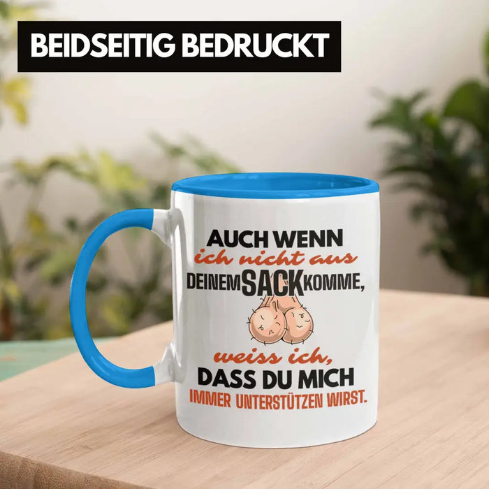 Stiefvater Geschenk Tasse Vatertag Lustiger Spruch Auch Wenn Ich Nicht Aus Deinem Sack Komme Geschenkidee Stiefpapa Blau Trendation