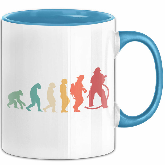 Feuerwehrmann Tasse Geschenk Evolution Geschenkidee Freiwillige Feuerwehr Blau Trendation