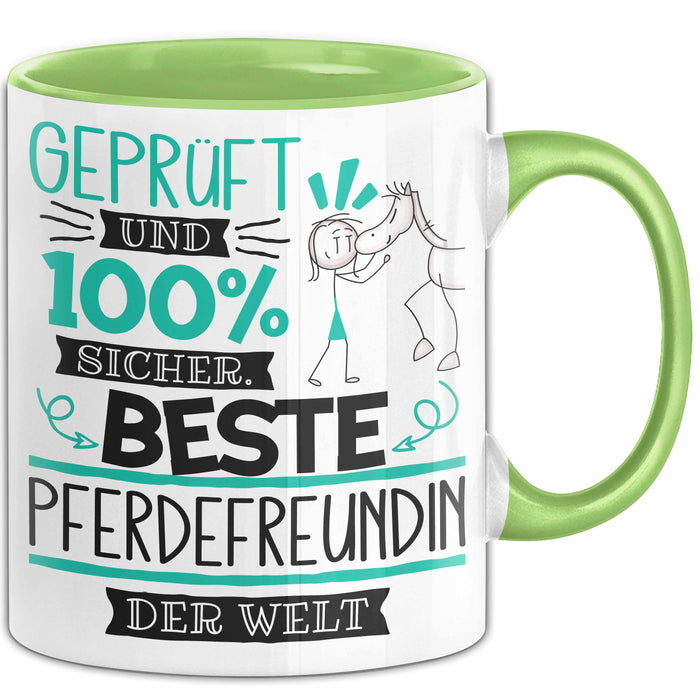 Beste Pferdefreundin Der Welt Tasse Geschenk für Eine Pferdefreundin Geprüft Und Sicher Geschenkidee Geburtstag Weihnachten Grün Trendation
