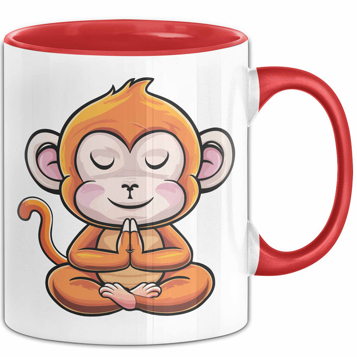 Lustiger Affe Tasse Geschenkidee In Yoga Pose Für Yoga Lehrer Rot Trendation