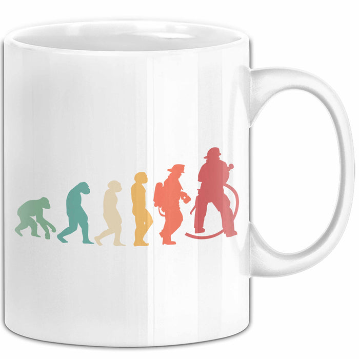 Feuerwehrmann Tasse Geschenk Evolution Geschenkidee Freiwillige Feuerwehr Weiß Trendation