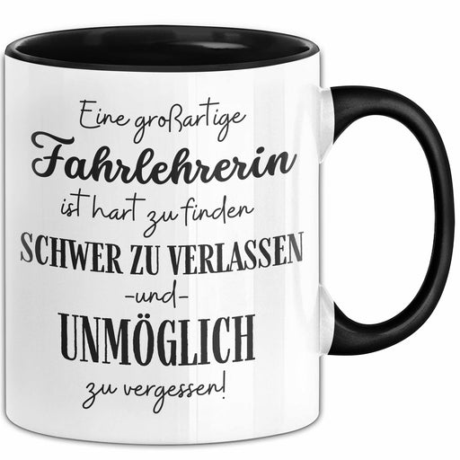 Fahrlehrerin Abschied Geschenk Tasse Abschiedsgeschenk für Fahrlehrerin Hart Zu Finden Schwer Zu Verlassen Trendation