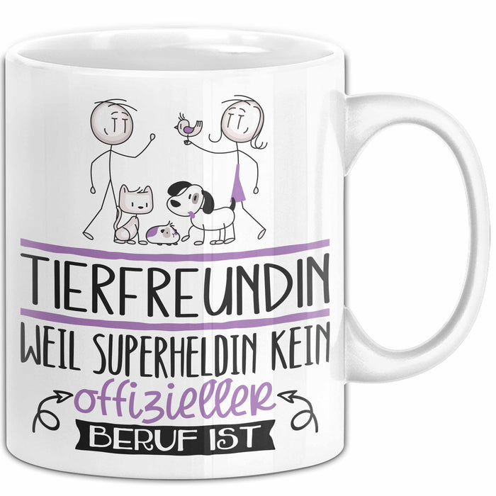 Tierfreundin Geschenk Tasse Lustiger Spruch Tierfreundin Weil Superheldin Kein Offizieller Beruf Ist Geschenkidee Weiß Trendation
