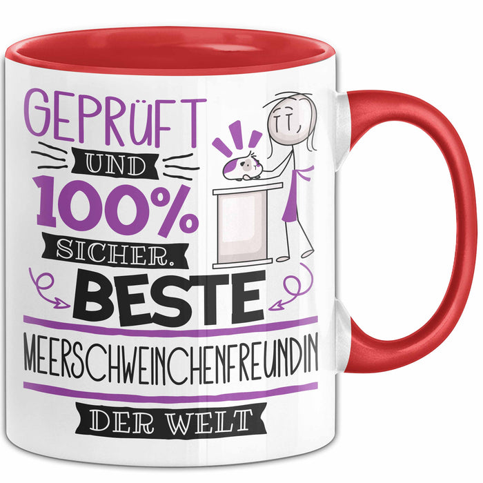 Beste Meerschweinchenfreundin Der Welt Tasse Geschenk für Eine Meerschweinchenfreundin Geprüft Und Sicher Geschenkidee Geburtstag Weihnachten Rot Trendation