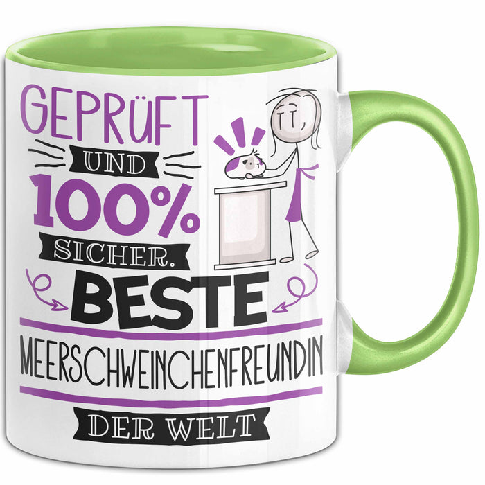 Beste Meerschweinchenfreundin Der Welt Tasse Geschenk für Eine Meerschweinchenfreundin Geprüft Und Sicher Geschenkidee Geburtstag Weihnachten Grün Trendation