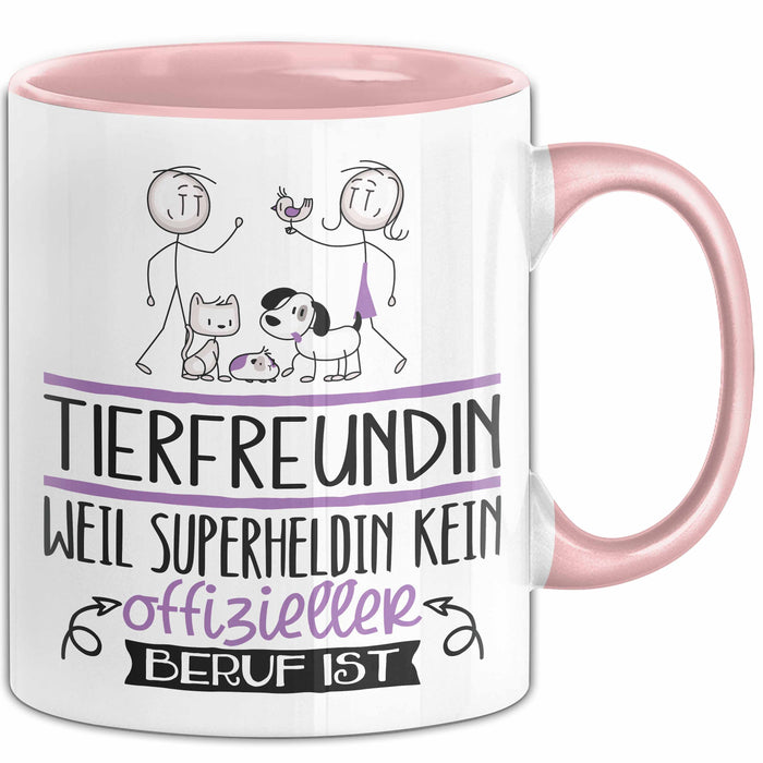 Tierfreundin Geschenk Tasse Lustiger Spruch Tierfreundin Weil Superheldin Kein Offizieller Beruf Ist Geschenkidee Rosa Trendation