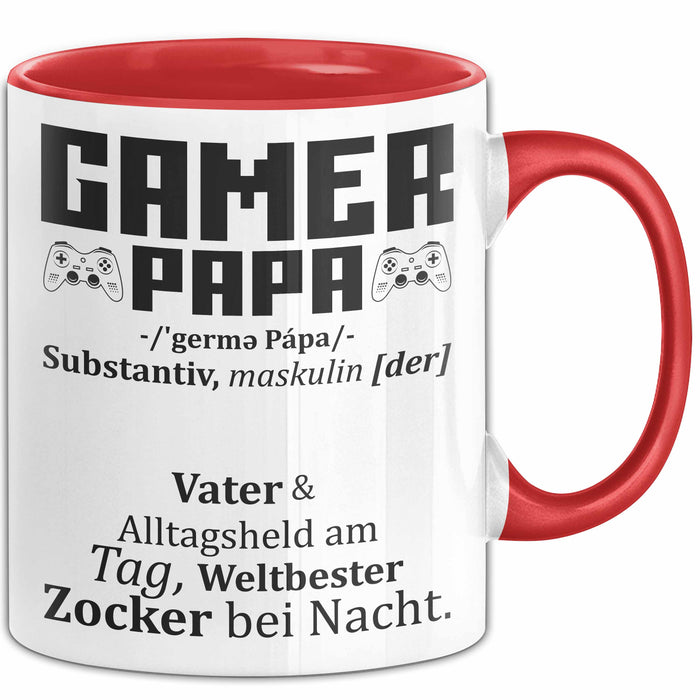 Gamer Papa Tasse Geschenk Vater Zocker Geschenkidee Vatertag Bester Papa Rot Trendation