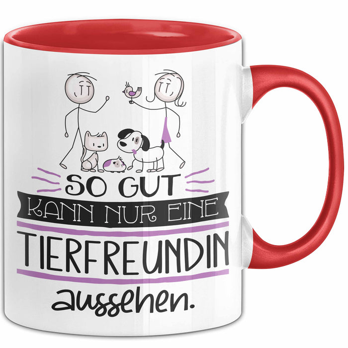 Tierfreundin Geschenk Tasse So Gut Kann Nur Eine Tierfreundin Aussehen Geschenkidee Geburtstag Weihnachten Lustig Rot Trendation