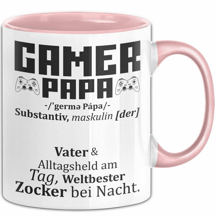 Gamer Papa Tasse Geschenk Vater Zocker Geschenkidee Vatertag Bester Papa Rosa Trendation