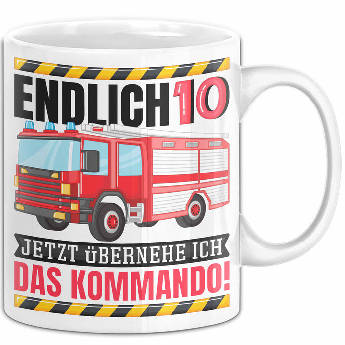10. Geburtstag Geschenk Tasse Becher Feuerwehr Fan Jungs Jetzt Übernehme Ich Das Kommando Endlich 10 Weiß Trendation