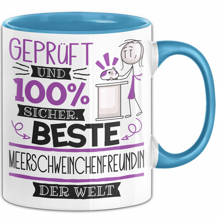 Beste Meerschweinchenfreundin Der Welt Tasse Geschenk für Eine Meerschweinchenfreundin Geprüft Und Sicher Geschenkidee Geburtstag Weihnachten Blau Trendation