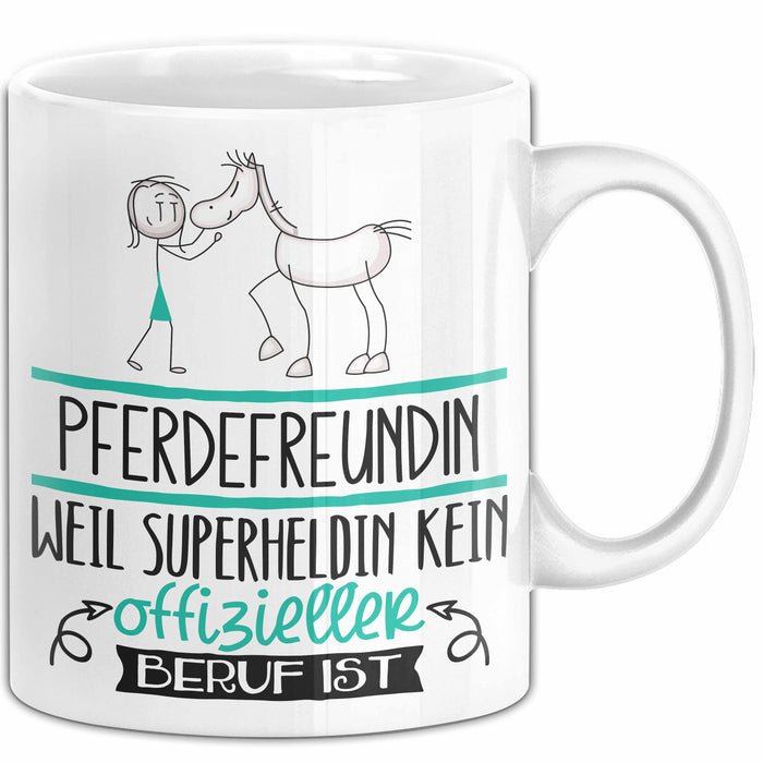 Pferdefreundin Geschenk Tasse Lustiger Spruch Pferdefreundin Weil Superheldin Kein Offizieller Beruf Ist Geschenkidee Weiß Trendation